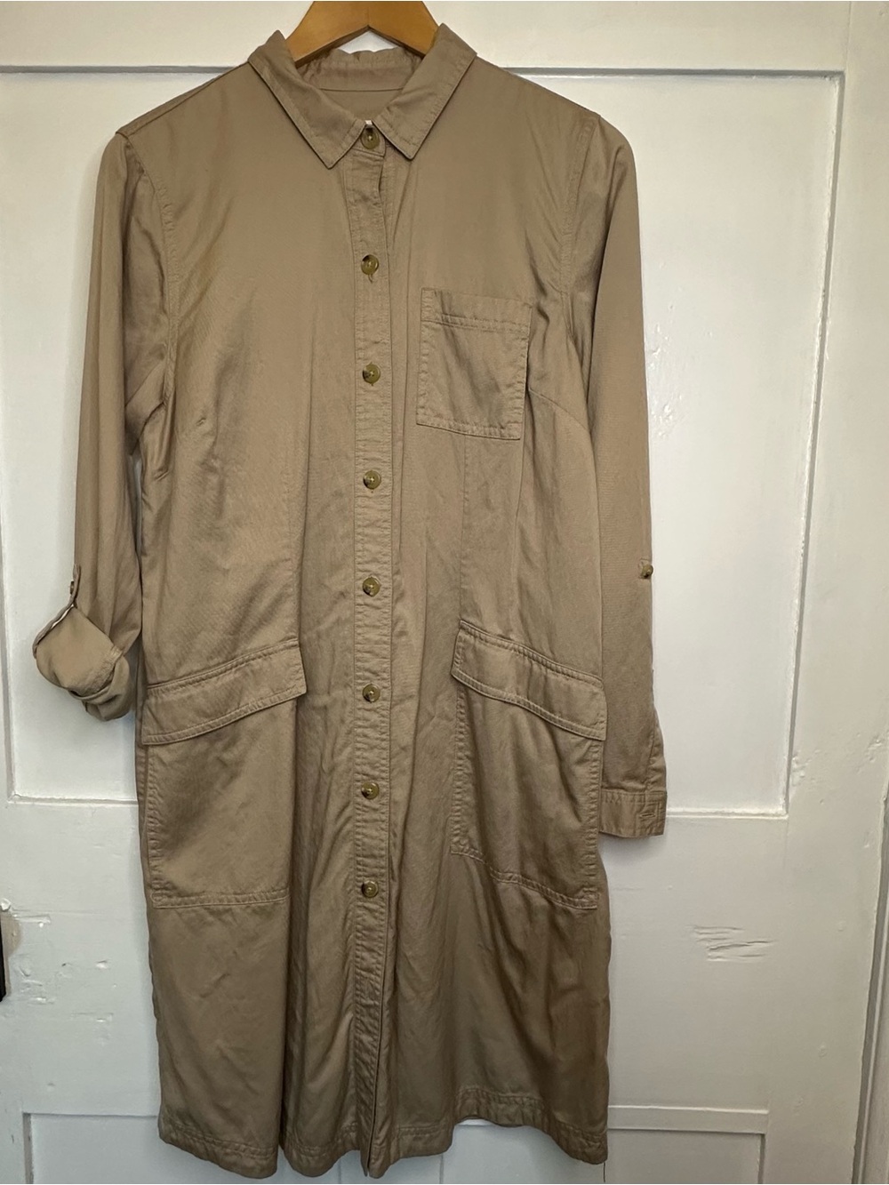 J. Jill Tan Utility-Style Shirt Dress Women’s Size M